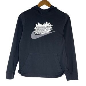 Nike Black Logo Check Pullover Hoodie Jacket Size Large Boys